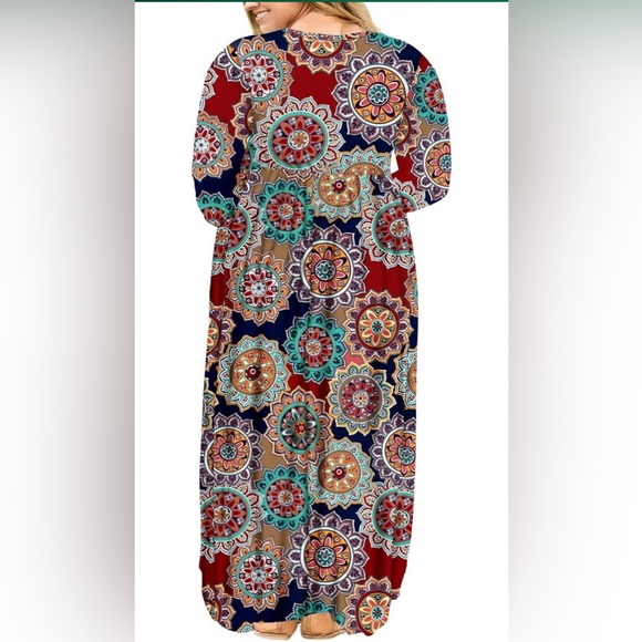 Colorful Mandala Print Long Sleeve Maxi Dress-NWOT - Picture 2 of 5
